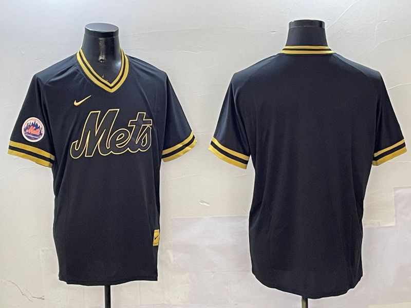 Men New York Mets Blank Black Gold Game 2025 Nike MLB Jersey style 3251